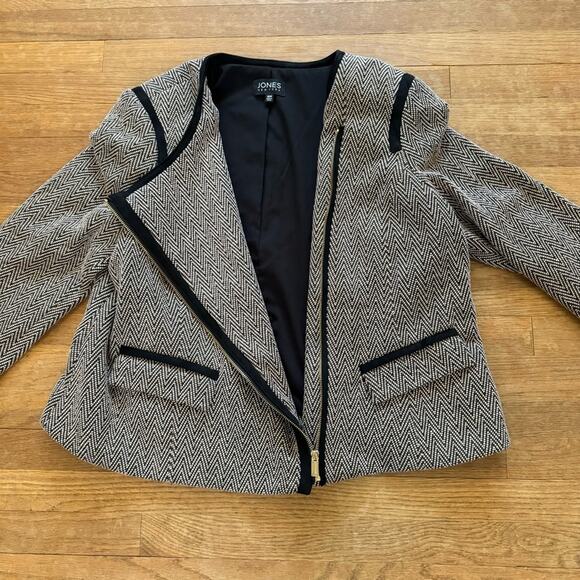 Jones New York black tan chevron print front side zip jacket size 18
b11 - Picture 5 of 5